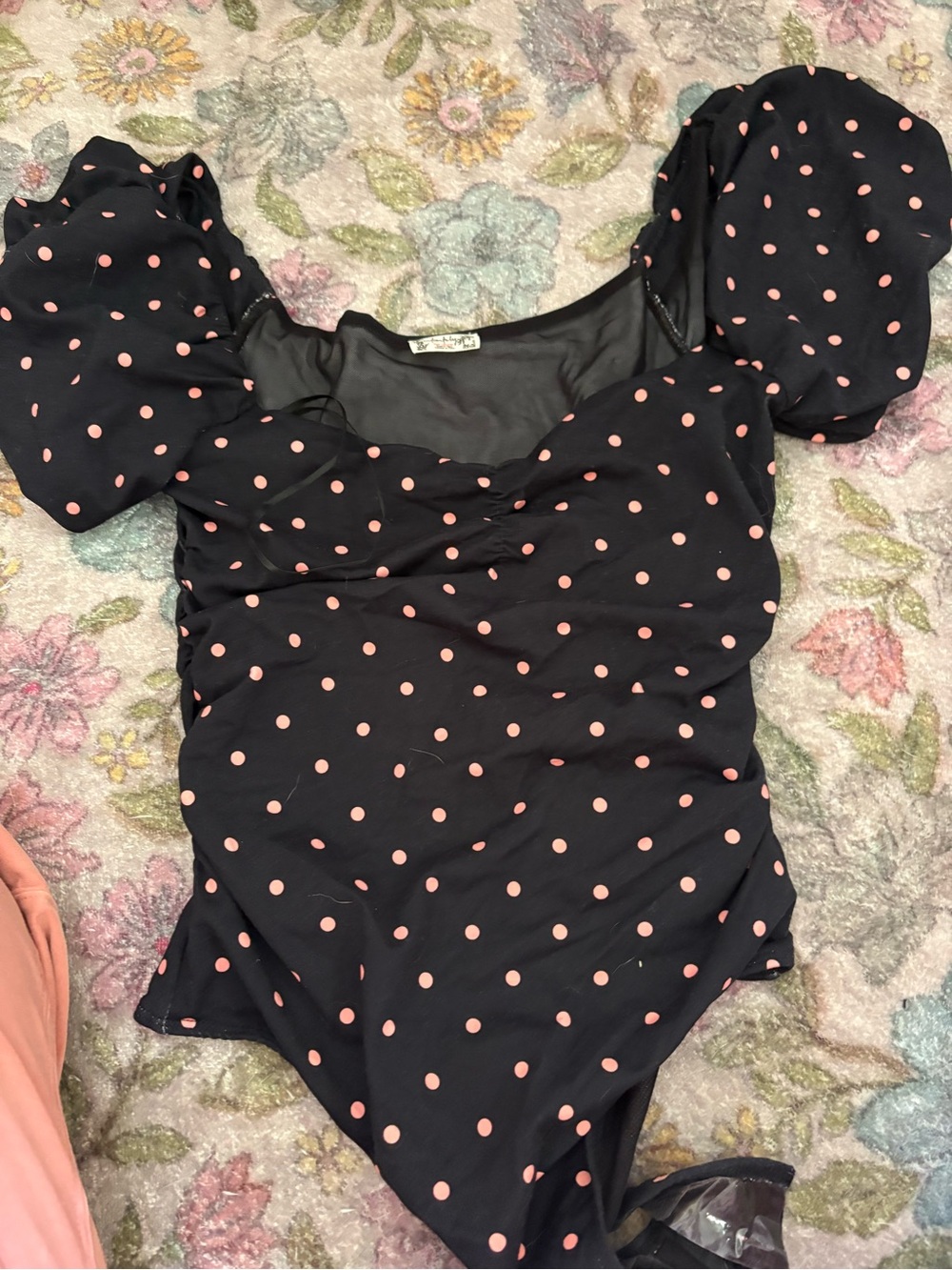 Free people  Polka Dot Puff Sleeve body suit